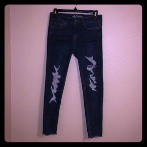 Navy blue ripped skinny jeans